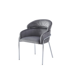 Chaise Emily velours et pietement inox chrome