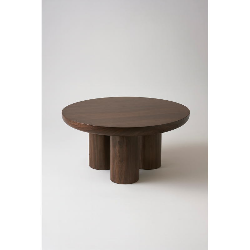 Table basse ronde Maya effet travertin 90 cm