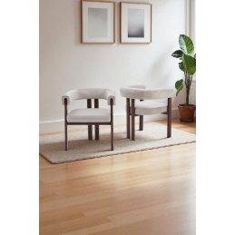 Chaise Liora velours, pied effet travertin