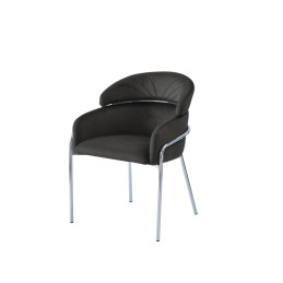 Chaise Emily velours et pietement inox chrome