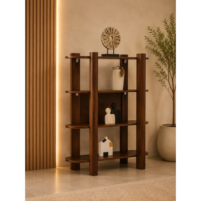 Etagere bibliotheque Oriano effet noyer 120 cm