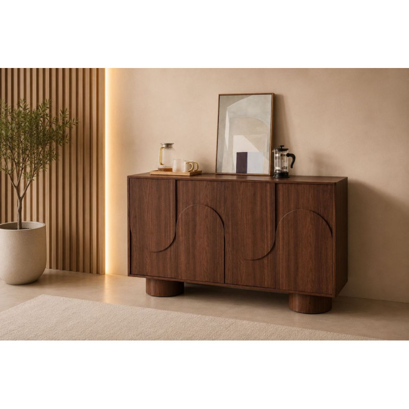 Buffet Oriano 4 portes 165 cm noyer ou travertin