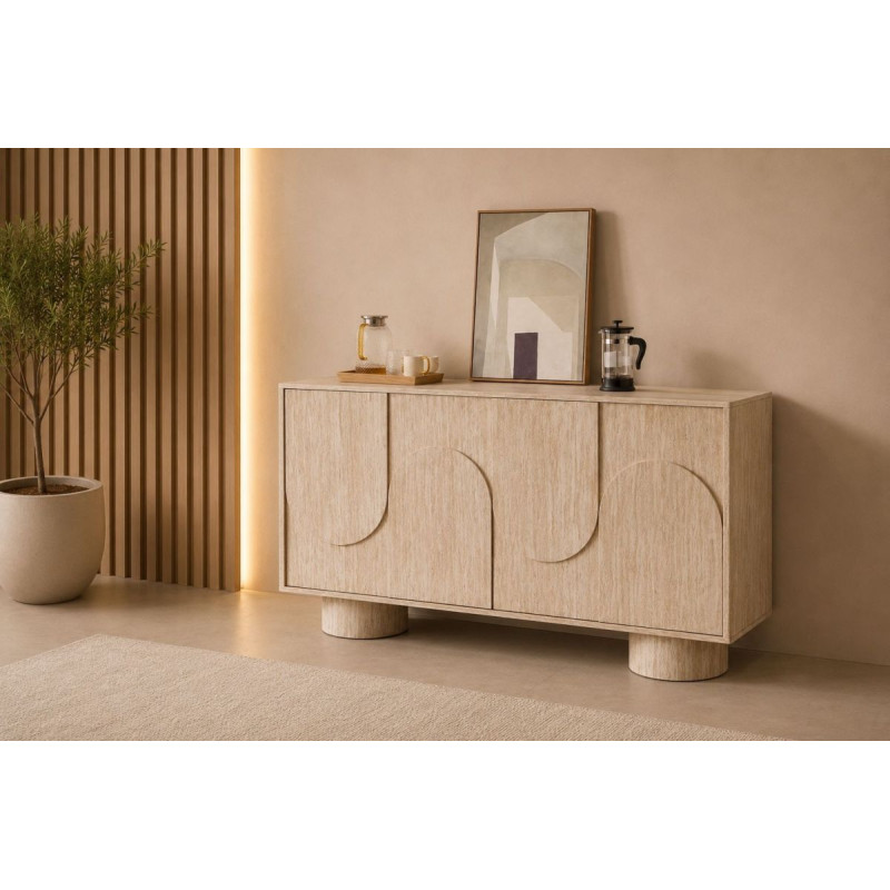 Buffet Oriano 4 portes 165 cm noyer ou travertin