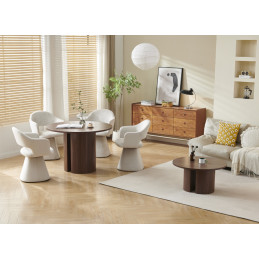 Table basse ronde Victoria effet noyer 90 cm