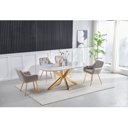 Table a manger Ophelia ceramique marbre dore 180 cm