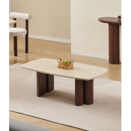 Table basse Trinity ceramique noyer travertin 120
