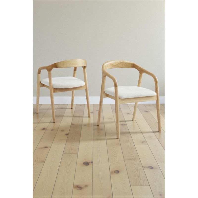 Chaise Carlyon velours pieds bois noyer