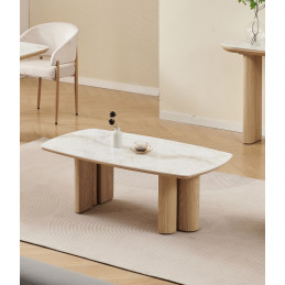 Table basse Trinity ceramique marbre beige 120 cm