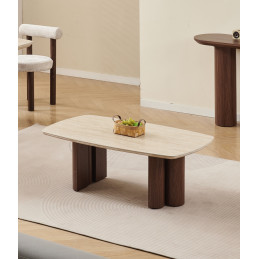 Table basse Trinity ceramique marbre beige 120 cm