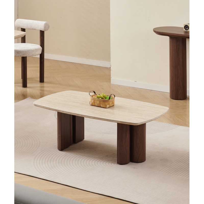 Table basse Trinity ceramique marbre beige 120 cm