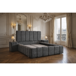 Lit coffre Piano 160x200 tissu bouclette