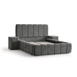 Lit coffre Piano 160x200 tissu bouclette
