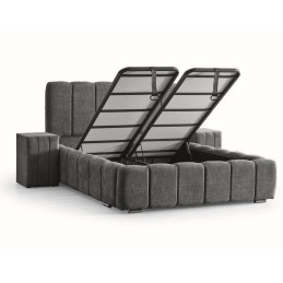 Lit Piano 160x200 a coffres bouclette rase gris