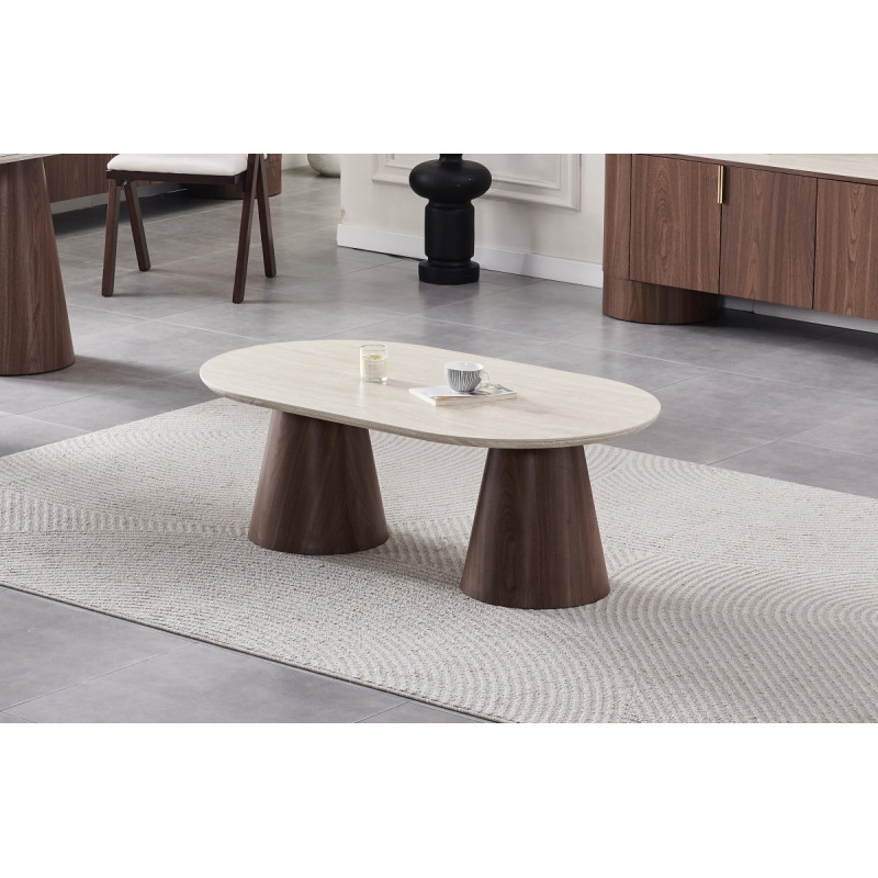 Table basse Iconic 120 cm ceramique travertin